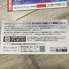 ９月１３日　荒尾市　グリーンランド　花火　１枚で２人　入園ペア  １枚の価格の画像