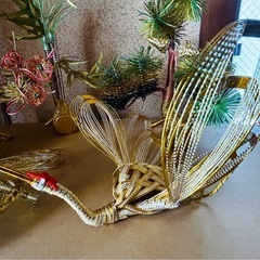 松竹梅鶴亀水引飾 お正月飾り 結納 縁起置物 5点セット　の画像