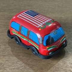 ミニバン型🚐ブリキーおもちゃレトロビンテージミニカー車おもちゃ当時物乗り物アメリカ国旗🇺🇸USA傷汚れアリ💦赤黒青緑黄色白の画像