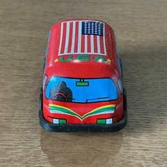ミニバン型🚐ブリキーおもちゃレトロビンテージミニカー車おもちゃ当時物乗り物アメリカ国旗🇺🇸USA傷汚れアリ💦赤黒青緑黄色白の画像