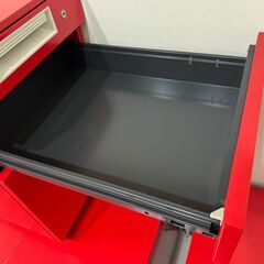 キャビネット赤／3段ワゴン シンプルデザイン オフィス用の画像