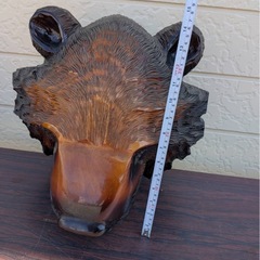 木彫り 熊 北海道 クマ 民芸品 昭和レトロ 木彫熊 顔 頭部 壁掛け オブジェ インテリア アンティーク 彫刻の画像