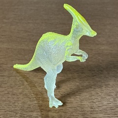 恐竜🦖パラサウロロフスおもちゃフィギュアカラフル透明置物マスコットソフビミニサイズ黄色透明の画像