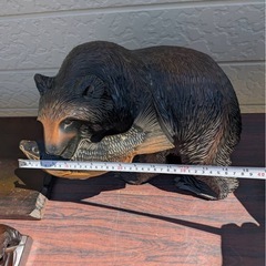 木彫り 熊 クマ おまけ付き 彫刻 置物 鮭 狩り 伝統工芸品 アンティーク オブジェ インテリア の画像