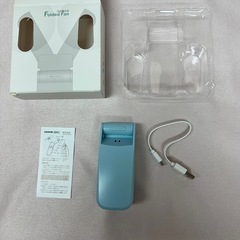 ハンディ 扇風機 USB充電 ダブルファン ミニ扇風機（水色）の画像