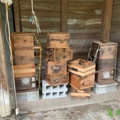 手作りミツバチ巣箱の画像