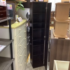 【リサイクルサービス八光】幅35㎝　ダークブラウン　ミラー付きシューズボックスの画像