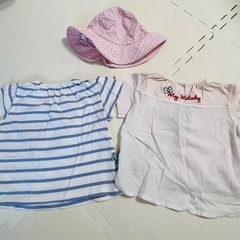 petit main Tシャツ80サイズ2枚＋おまけ帽子セットの画像