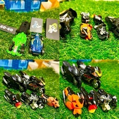 【バイク6台＋レーシングカー＆ジャンプ台セット】すぐ遊べる！プルバック式バイク付きの画像
