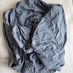MUJI 無印良品　オーガニックコットン洗いざらしボックスシーツ・ダークブルーの画像