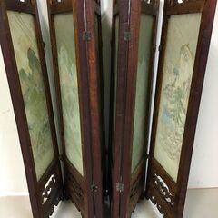 A4601　ミニ屏風　パーテーション　アンティーク　レトロ　木製　6枚　ジャンクの画像