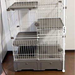 キャットケージ　トイレ付き　収納付き　3段の画像