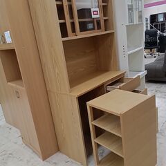リユースのサカイ栃木店★ジモティ割あり★ 無印良品 食器棚 ベージュ W87.5×D45.5×H175.5 クリーニング済み TC10656の画像