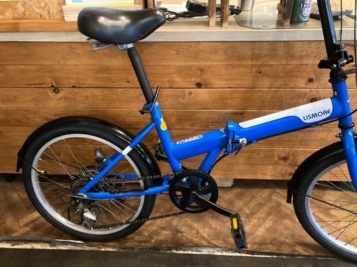 【前後タイヤ・チューブ新品！】6段変速　20インチ折りたたみ自転車　スカイブルー