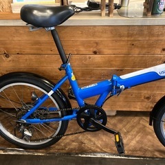【前後タイヤ・チューブ新品！】6段変速　20インチ折りたたみ自転車　スカイブルーの画像