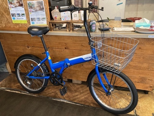 【前後タイヤ・チューブ新品！】6段変速　20インチ折りたたみ自転車　スカイブルー