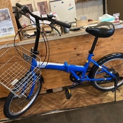 【前後タイヤ・チューブ新品！】6段変速　20インチ折りたたみ自転車　スカイブルーの画像