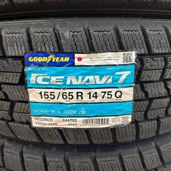 限定！新品冬タイヤアルミホイールセット　グッドイヤーアイスナビ7 155/65r14 軽四全般サイズの画像
