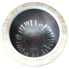 【山水画】大型 陶器鉢 / 火鉢 睡蓮鉢 メダカ鉢 アンティークの画像