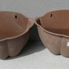 【 壁掛け植木鉢 28cm 】 茶 2個セット 植木鉢 ポット プランターの画像