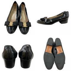 186000 現状品 Salvatore Ferragamo サルヴァトーレフェラガモ パンプス 22.5cm 22.5 ブラック レディース [1000023060097]の画像