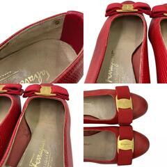 186000 現状品 Salvatore Ferragamo サルヴァトーレフェラガモ パンプス 22.5cm 22.5 レッド レディース [1000023060110]の画像