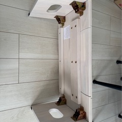 折りたたみ式天然木トイレ用踏み台 33cm ホワイトの画像