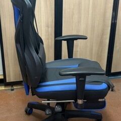不二貿易 ゲーミングチェア [W685xD655xH1180~1255mm] +フットレスト レイズ (メッシュ) ブルー 　オフィスチェアの画像