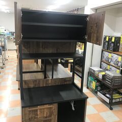 【ジャングルジャングル石川金沢店】食器棚 タカシン工業 茶/黒  W(幅)82.5×D(奥行き)47×H(高さ)186.5cm  ※クリーニング済みの画像