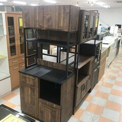 【ジャングルジャングル石川金沢店】食器棚 タカシン工業 茶/黒  W(幅)82.5×D(奥行き)47×H(高さ)186.5cm  ※クリーニング済みの画像