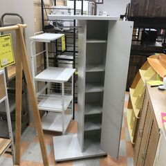 【ジャングルジャングル石川金沢店】ミラー付き収納ラック 白 W(幅)60×D(奥行き)40.1×H(高さ)156cm  ※クリーニング済みの画像
