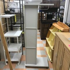 【ジャングルジャングル石川金沢店】ミラー付き収納ラック 白 W(幅)60×D(奥行き)40.1×H(高さ)156cm  ※クリーニング済みの画像