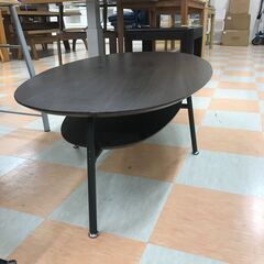 【ジャングルジャングル石川金沢店】ローテーブル 楕円形 茶 木目調 W(幅)120.2×D(奥行き)60.2×H(高さ)34.7cm  ※クリーニング済みの画像