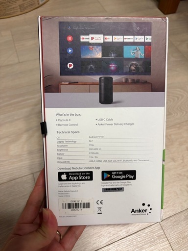 ネブラカプセル2　Anker Nebula (ネビュラ) Capsule II（Android TV搭載 モバイル プロジェクター）【