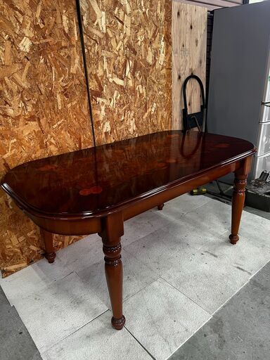 イタリア製 ダイニングテーブル 象嵌細工 ヨーロピアンクラシック アンティーク調 食卓 4人用 エレガント クラシカル