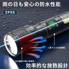 懐中電灯 ハンドヘルドトーチ ledライト 6モード調光　最大照射距離500m アルミ合金製 防水 コンパクトの画像