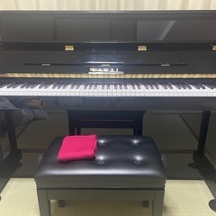 カワイ コンパクトアップライトピアノ 黒艶 調律済み 状態良好 【椅子付き】の画像