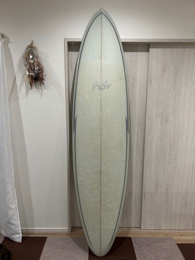 7.6サーフボードジェリーロペスミッドレングス　フィン付きニットカバー付き