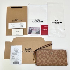 COACH コーチ 長財布 ウォレット レディース 大容量 茶 ブラウンの画像