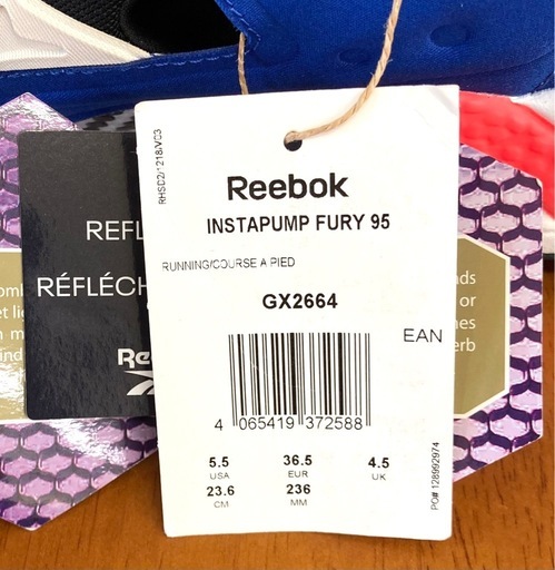 Reebok インスタポンプ シューズ 新品タグ付き  US5.5(23.6cm) ブラック×ブルー×チェリー