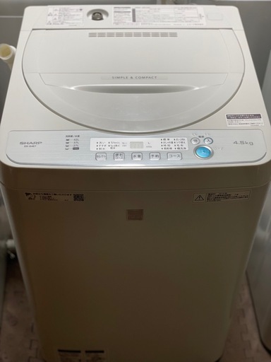 送料・設置込み可　洗濯機　4.5kg  SHARP 2019年【分解クリーニング済み】