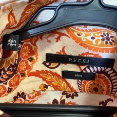 GUCCI メンズ スリム slim ペイズリー長袖シャツ オレンジ✖️白の画像
