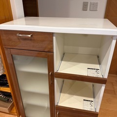 レンジ台　レンジボード　炊飯器台　ホワイトの画像