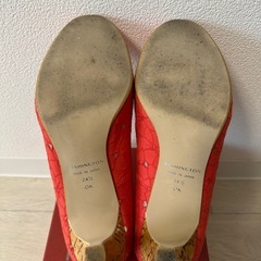 Washington GINZA赤色　パンプス　ヒール24.5cmの画像