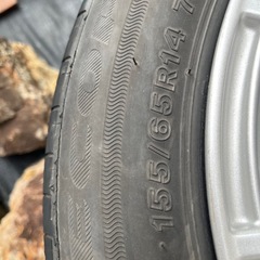 155/65R14 国産タイヤ付き 溝あり アルミホイール2本セットの画像