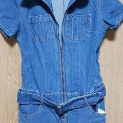 デニムつなぎ　ブーツカット　半袖　の画像