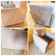 美品　1人掛けソファー　グレー　モダン　 スエード　 アルカンターラ調の画像