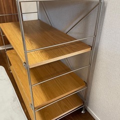 無印ステンレスユニットシェルフオーク材棚セットワイド小の画像