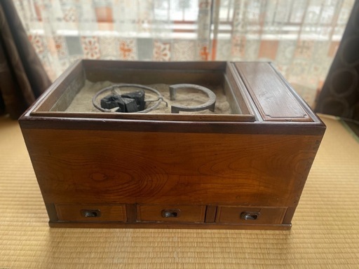 木製火鉢 引き出し付き 炭と道具付き