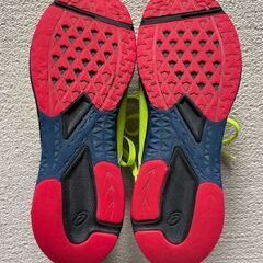 ★USED美品★アシックス シューズ スニーカー 黄色･イエロー／キッズ ジュニア／24.5㎝※洗濯済みの画像